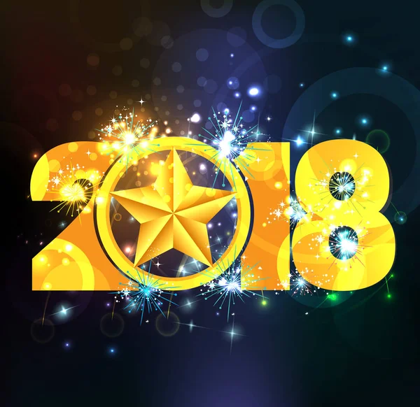 Ευτυχισμένο το νέο έτος 2018 αστέρι χρυσό — Διανυσματικό Αρχείο
