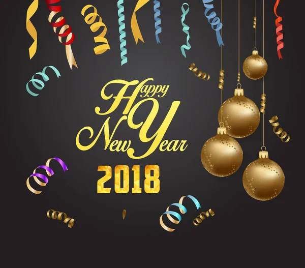 Happy New year 2018 decoratie poster kaart en merry Christmas achtergrond confetti — Stockvector