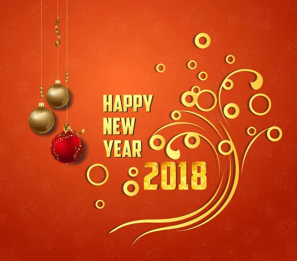 Mutlu yeni yıl 2018 tebrik kartı. Renkli arka plan ile şenlikli illüstrasyon — Stok Vektör