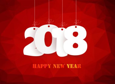 Mutlu yeni yıl 2018. poligonal kırmızı mozaik arka plan