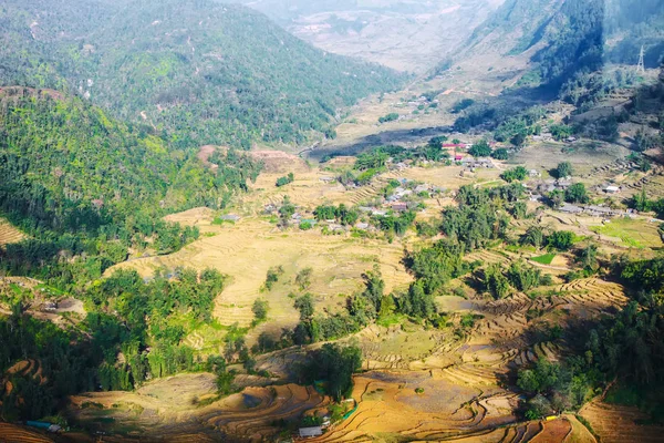 Ovanför Vyn Tavan Village Och Ris Fält Radhus Dalen Sapa — Stockfoto