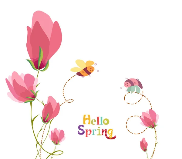 Ramas Decoración Con Flores Primavera — Vector de stock