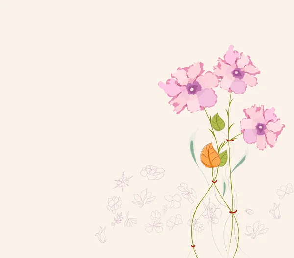 Цветущие Весенние Цветы Весной Букет Цветов Поздравительная Открытка — стоковый вектор