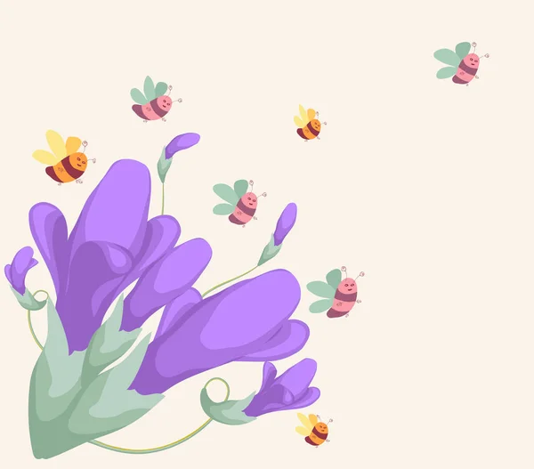 Hintergrund Für Design Mit Frühlingsblumen — Stockvektor