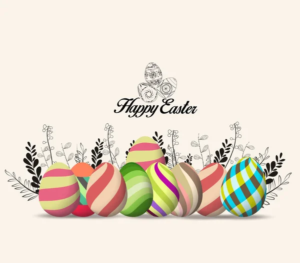 Feliz Tarjeta Felicitación Pascua Fondo Primavera — Vector de stock
