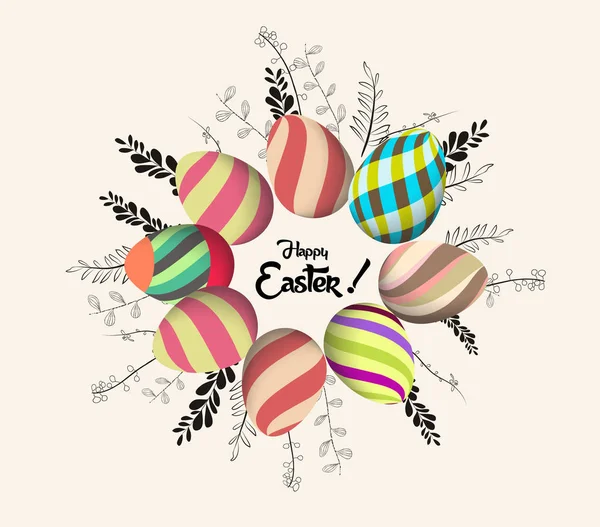 Happy Easter Greeting Card Spring Background — Stock Vector