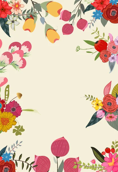 咲く春フレーム背景デザイン — ストックベクタ