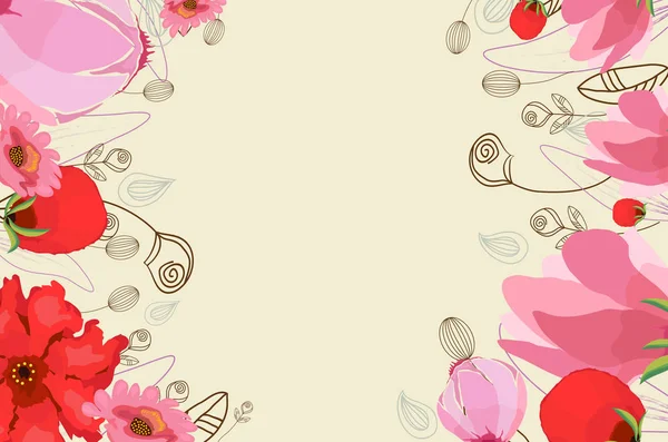 Blooming Spring Frame Background Design — Stock Vector