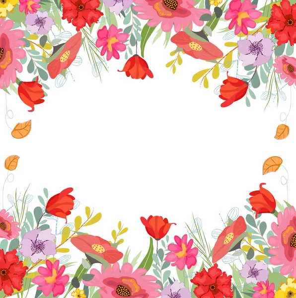 Blooming Spring Frame Background Design — Stock Vector