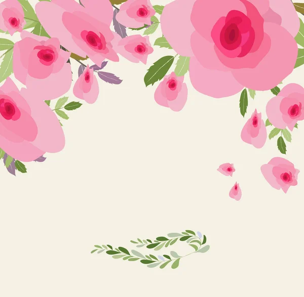 Fleurs Cartes Voeux Illustration Florale Avec Des Fleurs Champ Dans — Image vectorielle