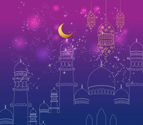 Ramadan Kareem Design Hintergrund Illustration Für Grußkarte Plakat Und Banner — Stockvektor