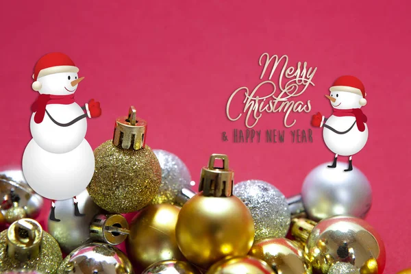 Colorful Christmas Balls Collection Red Background — Stock Photo, Image