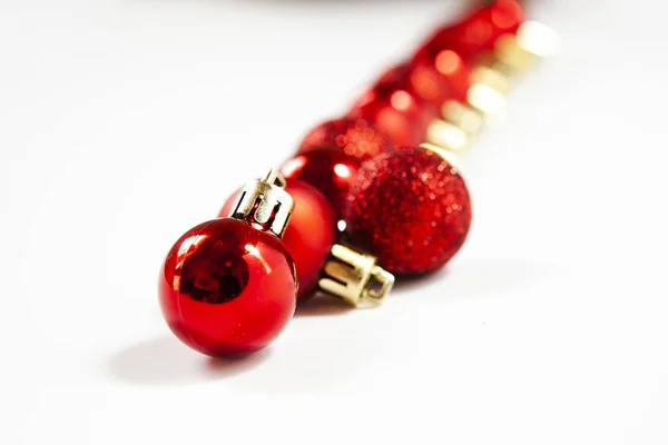 Palle Rosse Natale Con Tenero Bokeh — Foto Stock