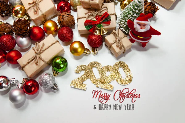 Feliz Navidad Feliz Año Nuevo 2020 Regalos Navidad Baubles Regalos — Foto de Stock