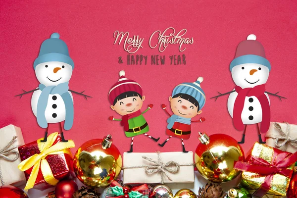 Feliz Navidad Felices Fiestas Con Adornos Bolas Navidad Niños Tradiciones — Foto de Stock