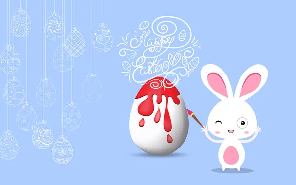 Marco Pascua Con Huevos Pascua Conejito Dibujado Mano — Vector de stock