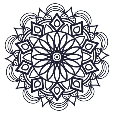 Boyama kitabı için Mandalas. Süslü, yuvarlak süsler. Alışılmadık bir çiçek şekli. Doğulu vektör, stres önleyici terapi kalıpları. Dokuma tasarımı ögeleri