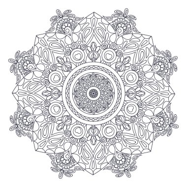 Boyama kitabı için Mandalas. Süslü, yuvarlak süsler. Alışılmadık bir çiçek şekli. Doğulu vektör, stres önleyici terapi kalıpları. Dokuma tasarımı ögeleri