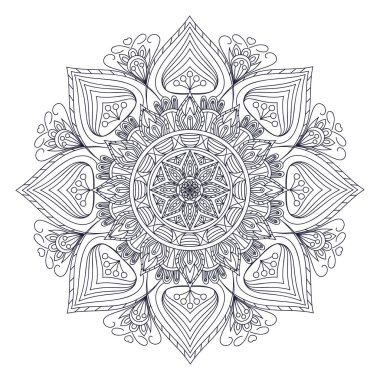 Boyama kitabı için Mandalas. Süslü, yuvarlak süsler. Alışılmadık bir çiçek şekli. Doğulu vektör, stres önleyici terapi kalıpları. Dokuma tasarımı ögeleri