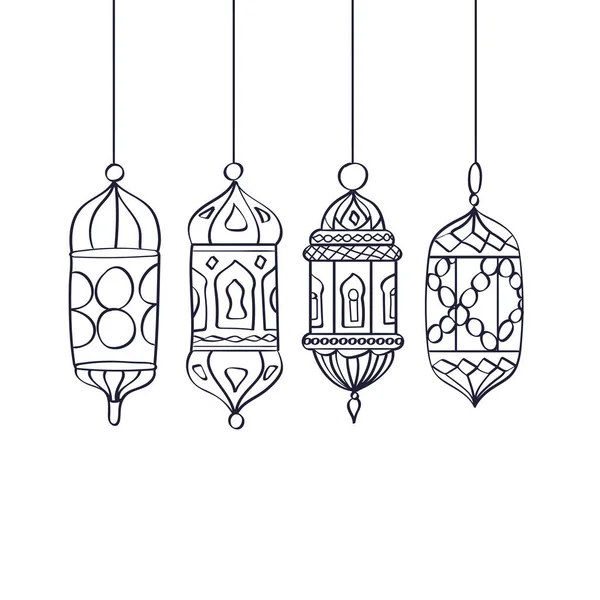 Ramadan Perayaan Kuno Ukiran Ilustrasi Gambar Tangan - Stok Vektor