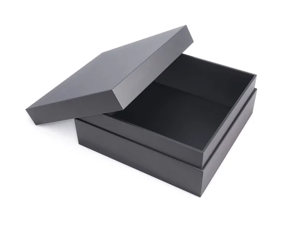 Gerçekçi mockup siyah açılan kutu için beyaz bir arka plan üzerinde — Stok fotoğraf