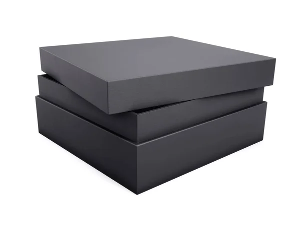 Realistiska svarta lådan på en vit bakgrund för din design. 3D re — Stockfoto