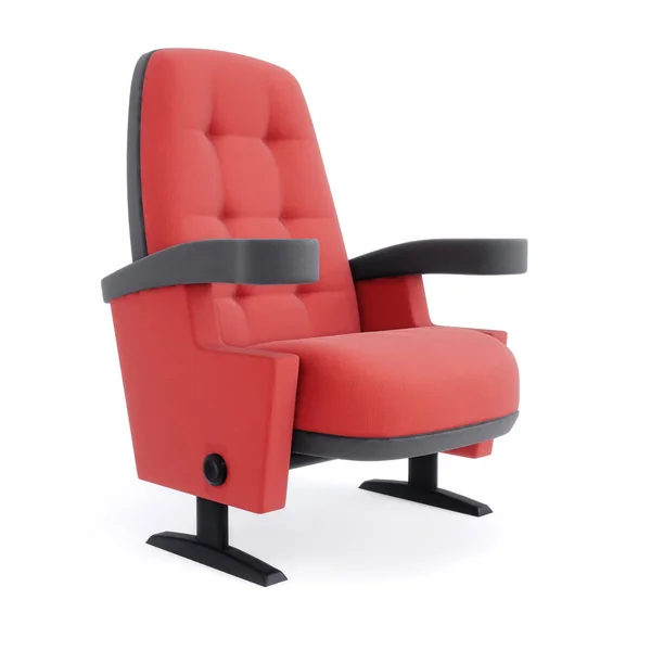 Silla de cine aislada sobre fondo blanco. Sillón rojo primer plano . — Foto de Stock