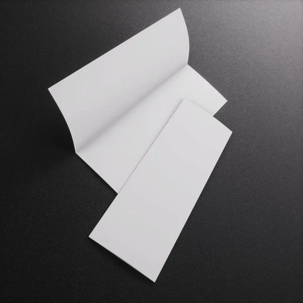 Folleto blanco en blanco Burla sobre negro, folleto. renderizado 3d —  Fotos de Stock