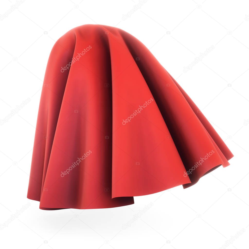 Red cloth cover sphere. 3d rendering on white background.