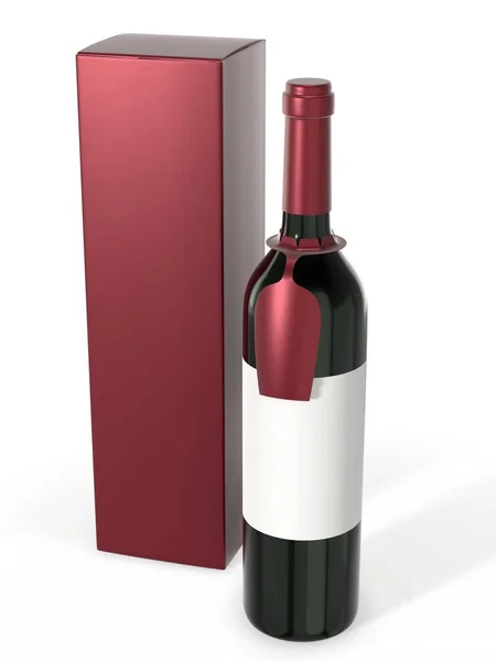 Wine bottle mockup with blank label isolated on white background — Stock Photo, Image