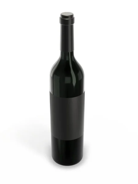 Μακιγιάζ μπουκαλιού κρασιού με λευκή ετικέτα που απομονώνεται σε λευκό φόντο — Φωτογραφία Αρχείου