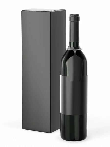 Wijnfles mockup met blanco label geïsoleerd op witte achtergrond — Stockfoto