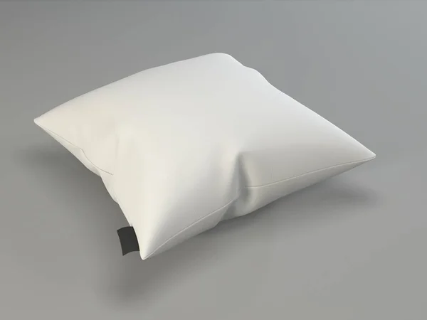 Λευκό μαξιλάρι σε γκρι φόντο. Μασκαρεμένο τετράγωνο μαξιλάρι. Λευκά s Εικόνα Αρχείου