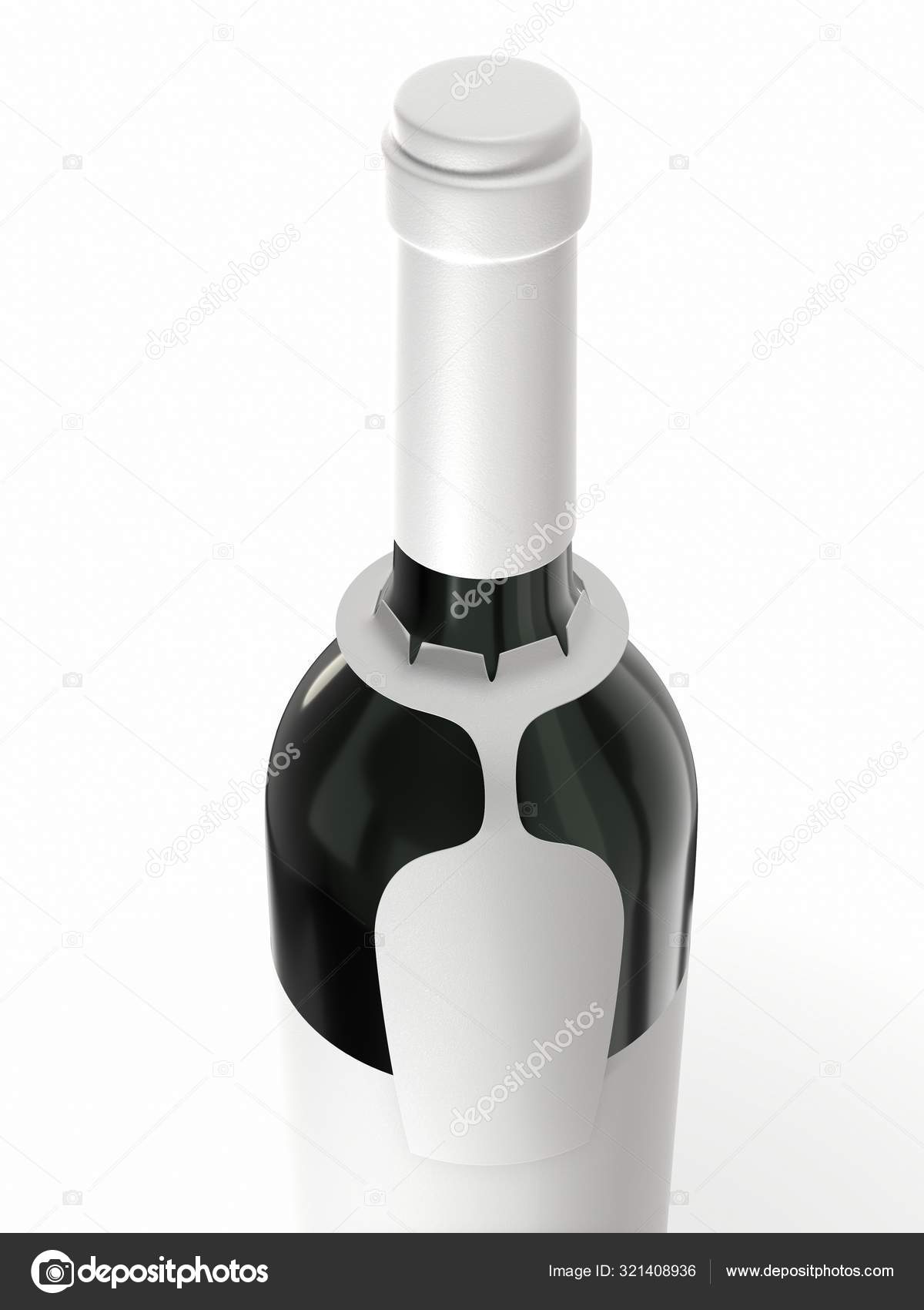 Download Wine Bottle Mockup With Blank Label Isolated On White Background Stock Photo Image By C Rexi 321408936