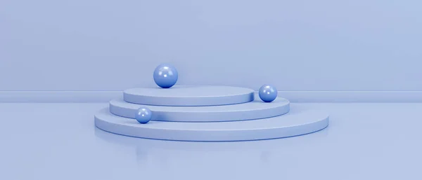 Escena abstracta podio colores pastel con esferas. renderizado 3d , — Foto de Stock