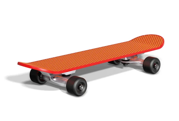 Skateboard arancione su sfondo bianco. rendering 3d — Foto Stock