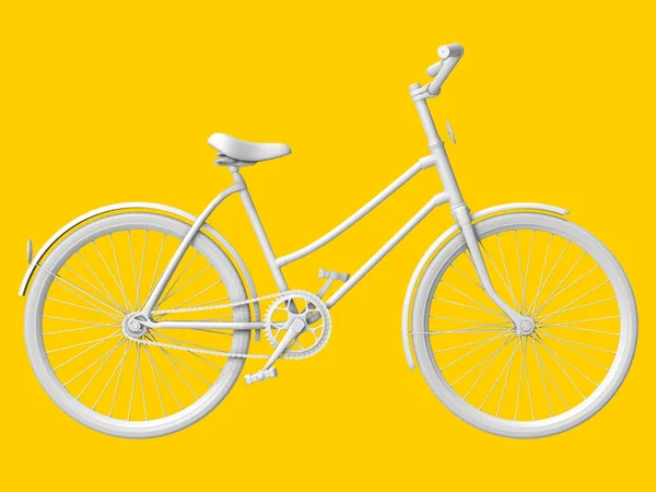 Bicicleta em um fundo pastel amarelo. Renderização 3d — Fotografia de Stock