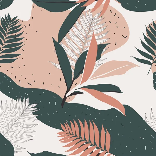 Creative universal floral background in tropical style. Modern graphic design. Hand Drawn textures. Ideal for web, card, poster, cover, invitation, brochure. Isolated.