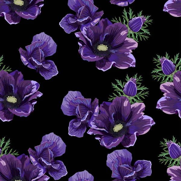 Model Fără Sudură Vector Floral Acuarelă Stil Design Gradina Violet — Vector de stoc