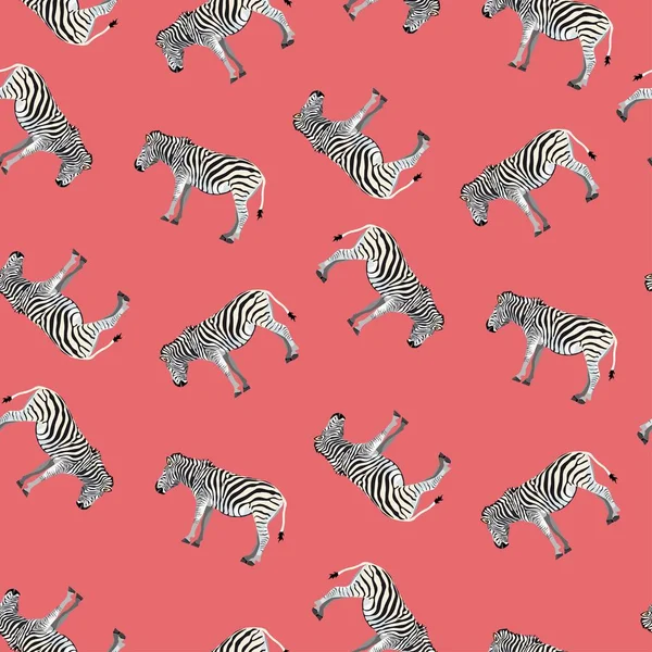 Seamless Pattern Background Adult Zebra Realistic Drawing Animalism Illustration Bright — 스톡 벡터