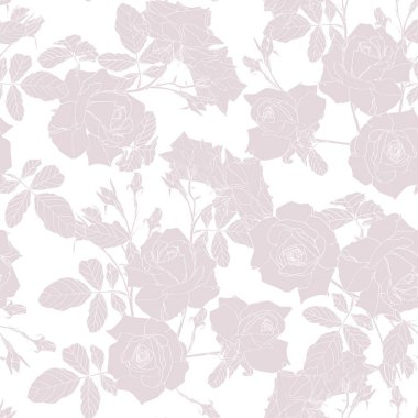 Elegant seamless pattern with hand drawn line roses flowers. Floral pattern for wedding invitations, greeting cards, scrapbooking, print, gift wrap, manufacturing.
