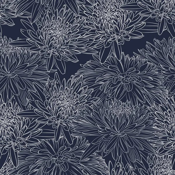 Elegantes Nahtloses Muster Mit Handgezeichneten Chrysanthemenblüten Blumenmuster Für Hochzeitseinladungen Grußkarten — Stockvektor