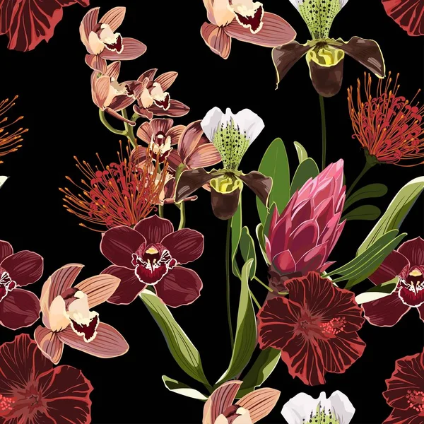 Seamless Floral Pattern Many Kind Pink Flowers — 图库矢量图片