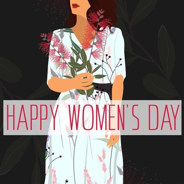 Happy Mothers Day International Women Day Illustration Women Flowers Design — Stock Vector