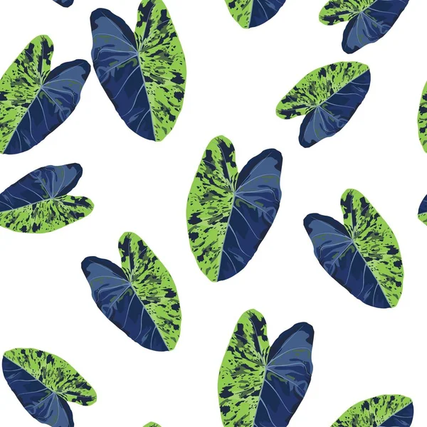 Illustration Feuilles Exotiques Tropicales Bleu Vert Modèle Sans Couture Exotique — Image vectorielle