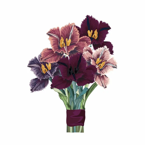 Ramo Flores Ramo Floral Objeto Diseño Elemento Melocotón Cremoso Burgundi — Vector de stock