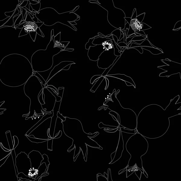 Bezproblémový Vzor Granátovým Jablkem Květinami Design Pro Kosmetiku Lázně Granátovou — Stockový vektor