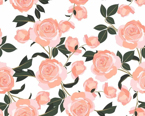 Shabby Chic Motif Rose Scrap Booking Fleurs Orange Sans Couture — Image vectorielle