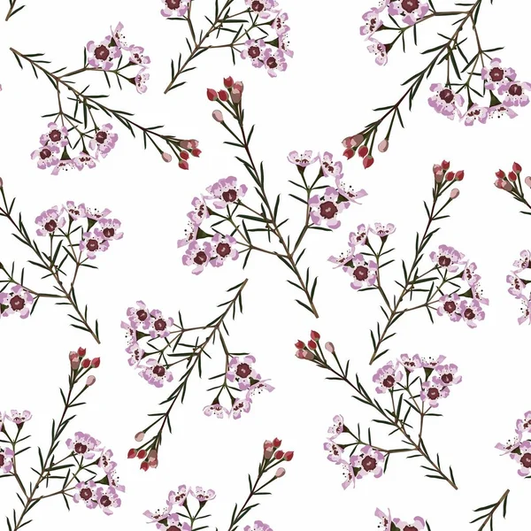 Blommig Vintage Sömlöst Mönster Rosa Blommor Grenar För Formgivning Textil — Stock vektor
