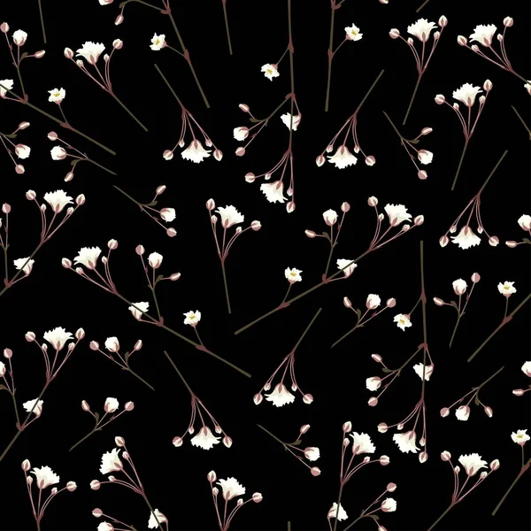 Květinová Vinobraní Bezešvé Vzor Bílé Větvičky Pro Design Textilií Papíru — Stockový vektor